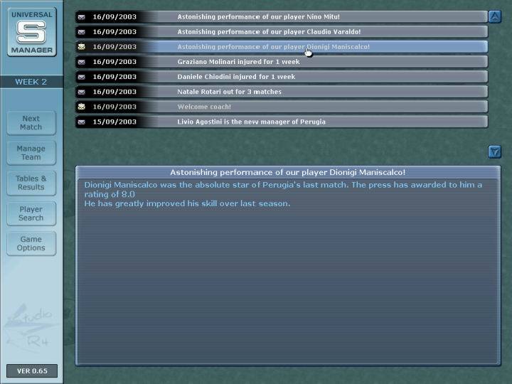 Universal Soccer Manager Screenshot